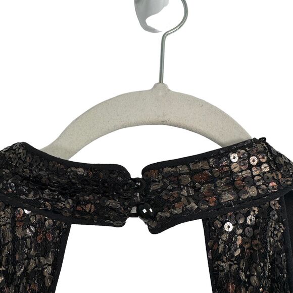 Cache Brown All Over Sequin Dress V-Neck Open Back Y2K Party Womens 8 - Picture 5 of 7